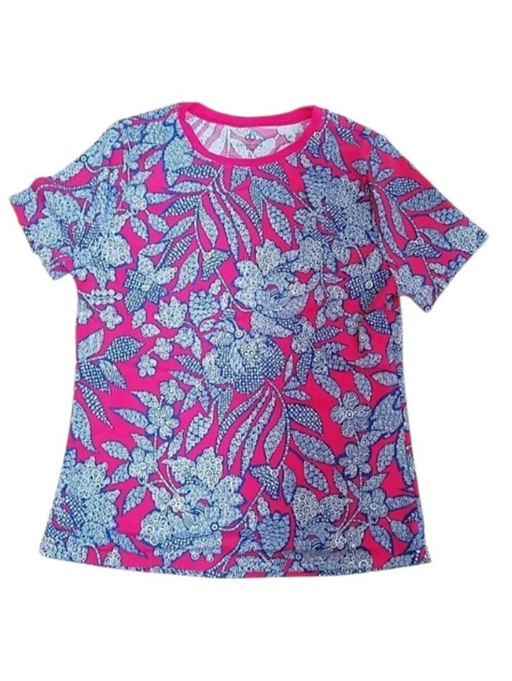 Lands End girls rash guard pink blue swim shirt 14